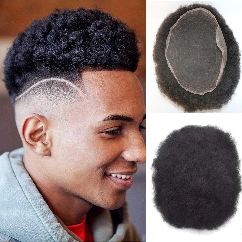 

Full Lace Afro Toupee Hair For Man Human Hair Pieces Men's Replacement System with Natural Hairline Wig Man