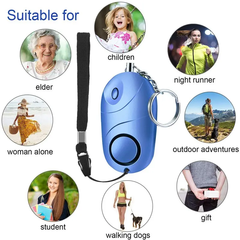5 Pack Safe sound Personal Alarm, 130 db Emergency Safety Key Chain, Self-Defense Security Safe Sound Alarm Mini LED Flashlight