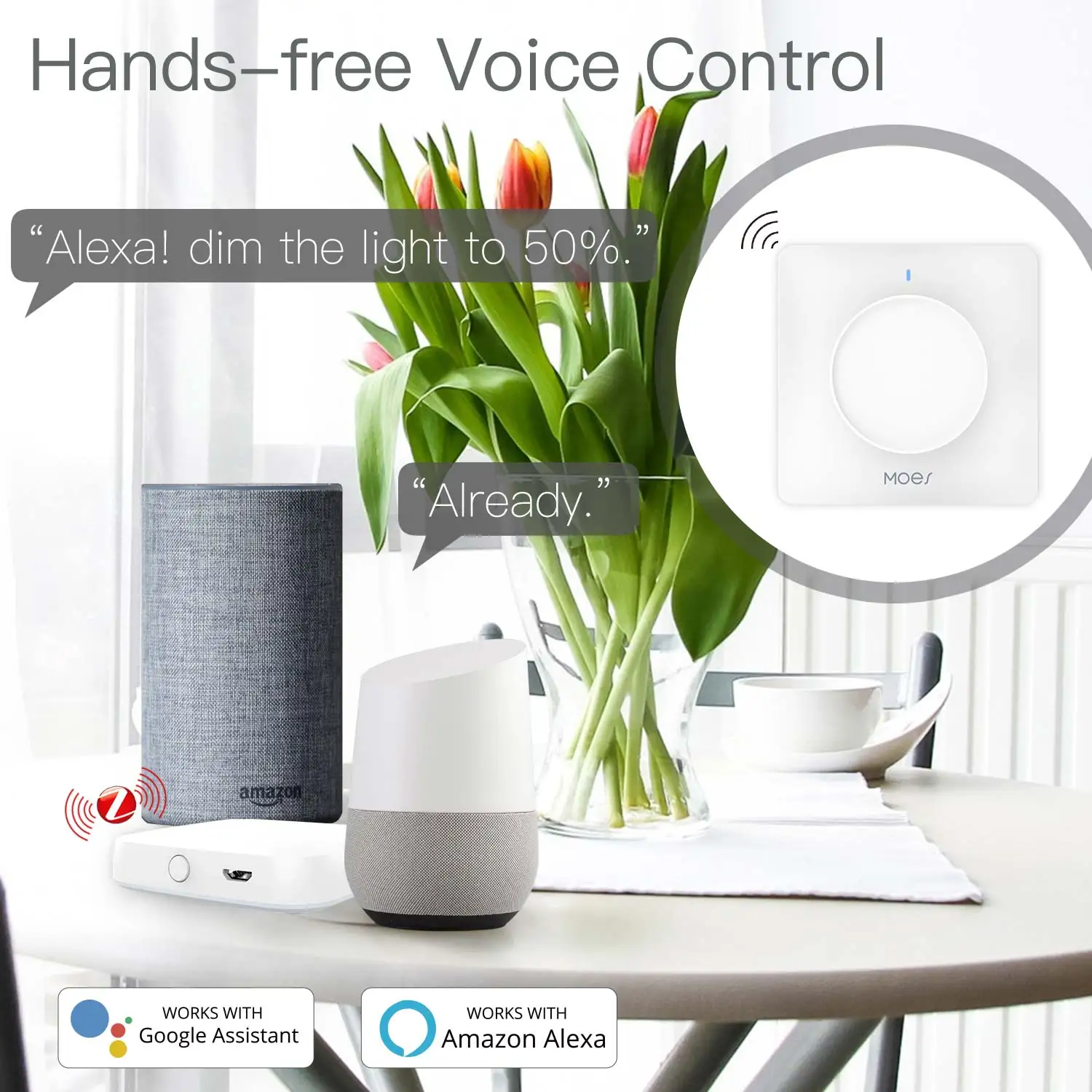 WiFI/ZigBee Smart Rotary/Touch Light Dimmer Switch Smart Life/Tuya APP Remote Co