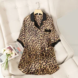 Sleep Shirt Femme Satin Nightwear Summer Loose Kimono Robe Gown Intimate Lingerie Button-down Home Dressing Lounge Wear