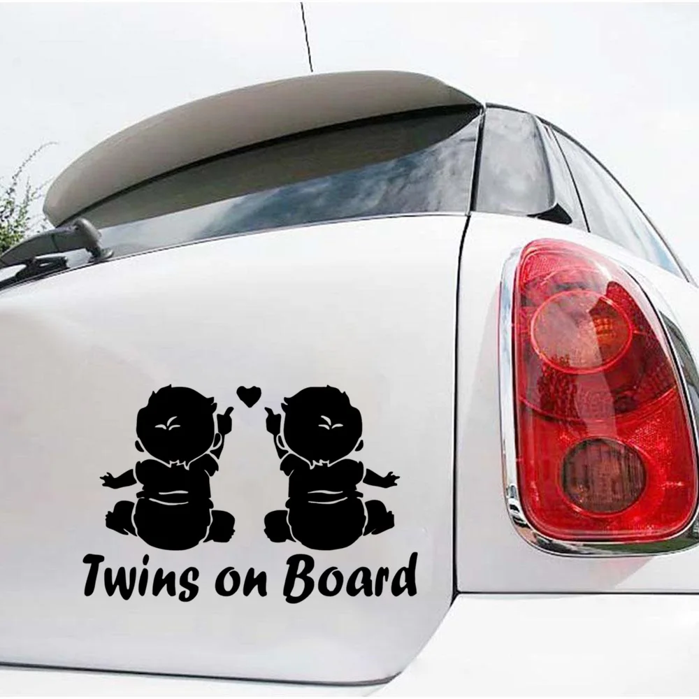 

1PC Lovely Baby Twins On Board Car Sticker Window Decoration Cartoon Decals Auto Styling Tools Accessories