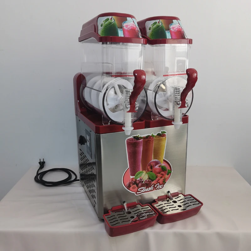 Frozen Drink Slush Machine 2 Cylinder Snow Melting Machine Ice-Cool Juice Dispense Commercial Smoothies Machine - Famidy.com