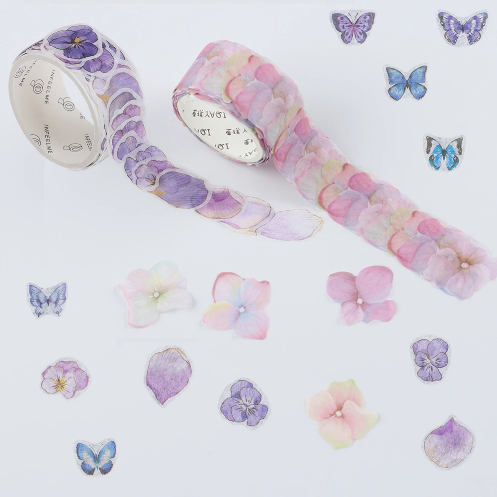 200Pcs/Roll Diary Washi Tape Petals DIY Stickers Masking Scrapbook Paper