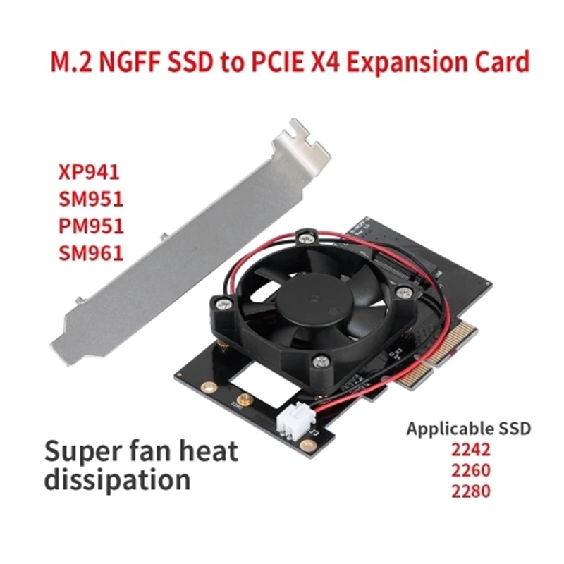 M.2 NVME NGFF-PCI-E X4 карта расширения адаптер конвертер карта с вентилятором для настольного ПК