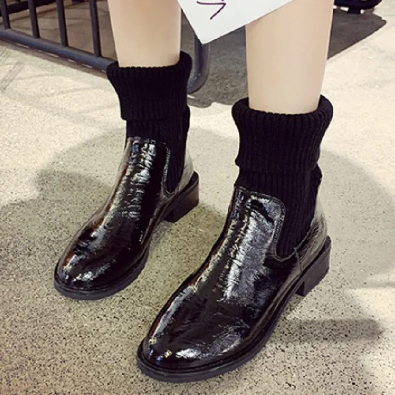 Cresfimix/Botas De Mujer; женские модные сапоги до колена с круглым носком из искусственной кожи бежевого цвета; женские повседневные сапоги черного цвета; сезон осень-зима; B7094