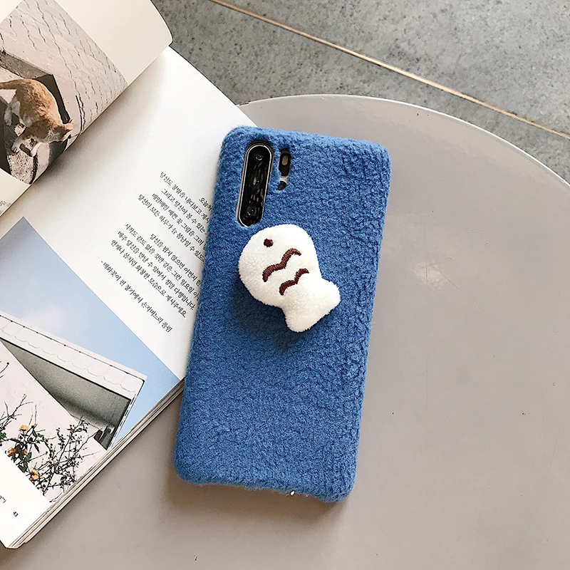 Пушистые мягкие чехлы с милыми котами и рыбками для huawei P20 P30Pro mate 30Pro, Мультяшные чехлы с полным покрытием для Honor 20 V20 Nova 3 4 5, задние чехлы