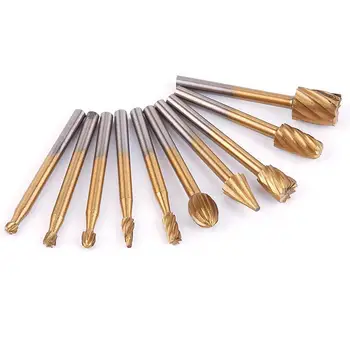 

10pcs HSS Titanium Routing Rotary Milling Cutter Tool Grinding Bits Burr