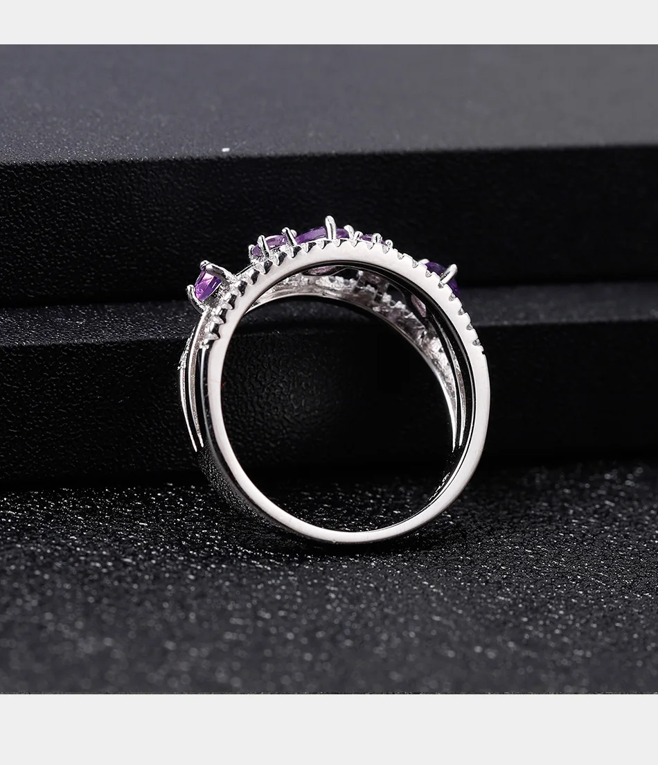 GEM'S балетные 925 пробы серебро 0.54Ct натуральный аметистовый драгоченный камень кольцо Романтический камень для женщин Свадебные ювелирные изделия