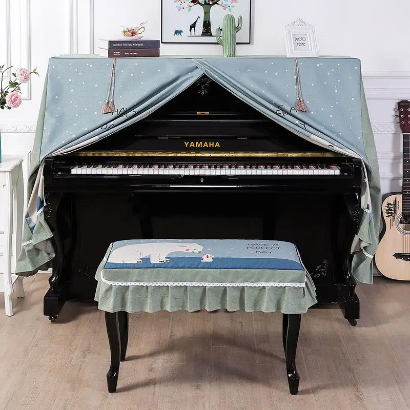 New European Piano Cover Sets General Modern Dustproof Piano Cover Stool Seats Home Decor Full Dust