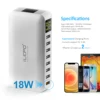 60W 8 Port USB Fast Charger QC3.0 HUB Smart Quick Charge With LED Display Multi USB Charging Station Mobile Phone Desktop Home 3