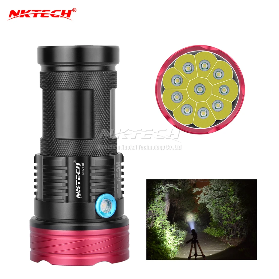 NKTECH супер яркий фонарик NK T10 10x T6 светодиодные тактические фонарики 11000LM для пеших