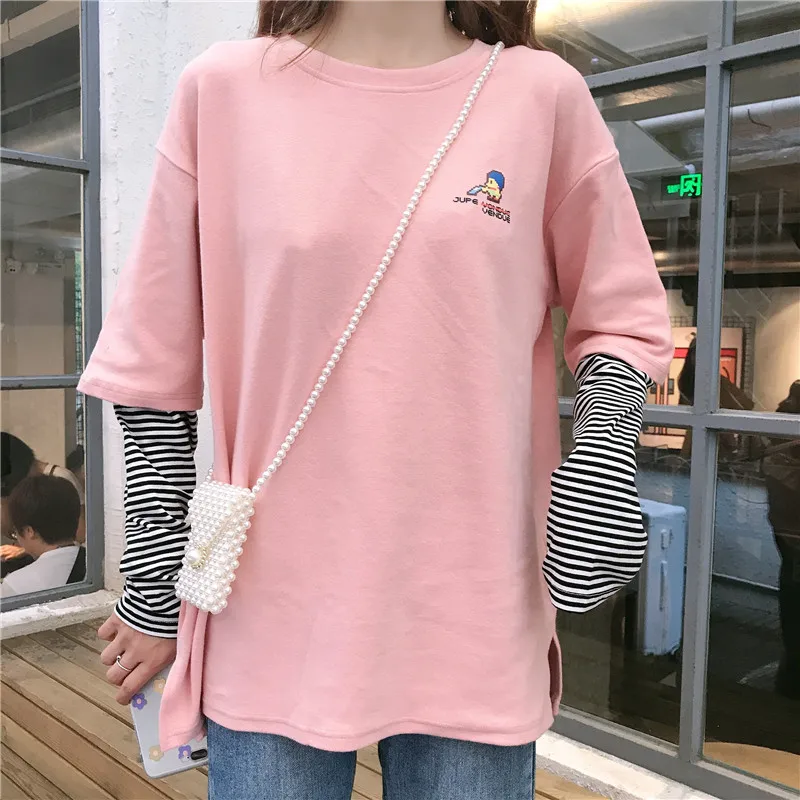 GCAROL/Новинка, женская рубашка из 2 предметов, с открытыми плечами, оверсайз, осенне-зимняя нижняя рубашка, базовые Топы с рисунком, разноцветный пуловер