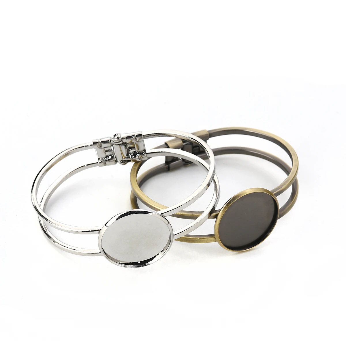 

5 Colors High Quality Copper Round Bangles Base Bracelets Blank Findings Tray Bezel Cabochon Settings 20cm long