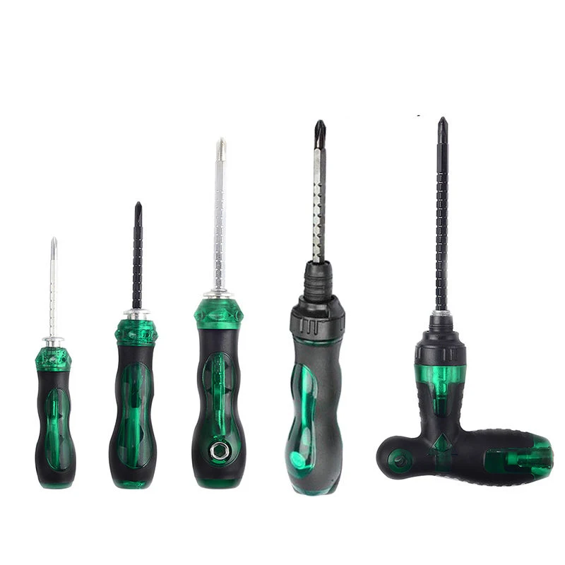 

Multi functional slotted pozidriv Ratchet telescopic dual purpose screwdriver set Hand tools