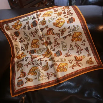 

New silk silk scarf mulberry silk blue "stirrup leather" small square scarf small silk scarf professional scarf