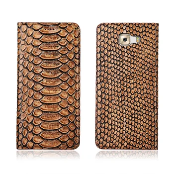 

Python pattern natural genuine leather flip cover card slot holder for Samsung Galaxy C9 Pro/Samsung Galaxy A9 Pro phone case