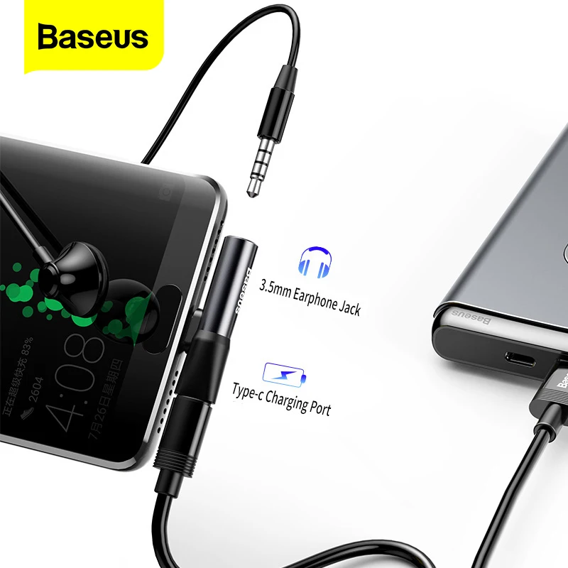 Baseus USB C до 3 5 мм Aux Jack аудио адаптер для наушников Type OTG зарядный кабель сплиттер