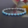 CiNily Blue & White Fire Opal Stone Chain Bracelets Silver Plated Oval Fine Link Bracelet Bohemia BOHO Summer Jewelry Woman Girl ► Photo 2/6