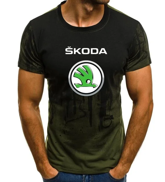 Брендовая печать логотип Skoda футболка Летняя мужская футболка с коротким рукавом