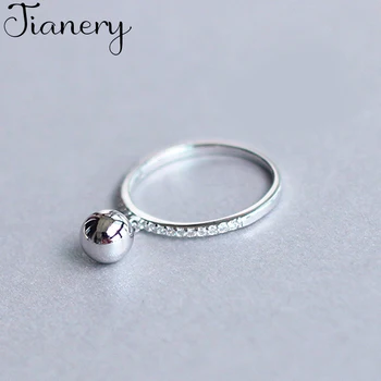 

JIANERY Boho Style 925 Sterling Silver Beads Ball Rings For Women Lady Girls Opening Rings Party Gifts Anillos 2019