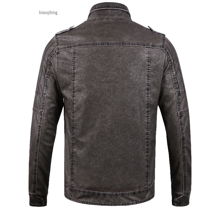 Новая кожаная куртка мужская повседневная флисовая утепленная искусственная кожа пальто колледж мото Байкер куртка Бомбер Jaqueta De Couro Masculino