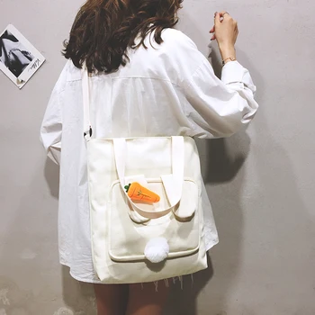

Women's Large Capacity Canvas Bag Art College Students In Class Single Shoulder Bag Cross Arm Ins Handbag