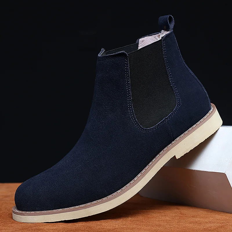 Men Boots Luxury Spring/Winter Elegant Chelsea Boots Men Cow Suede Leather Lovers' Casual Shoes Plus Size 47 Zapatillas Hombregy