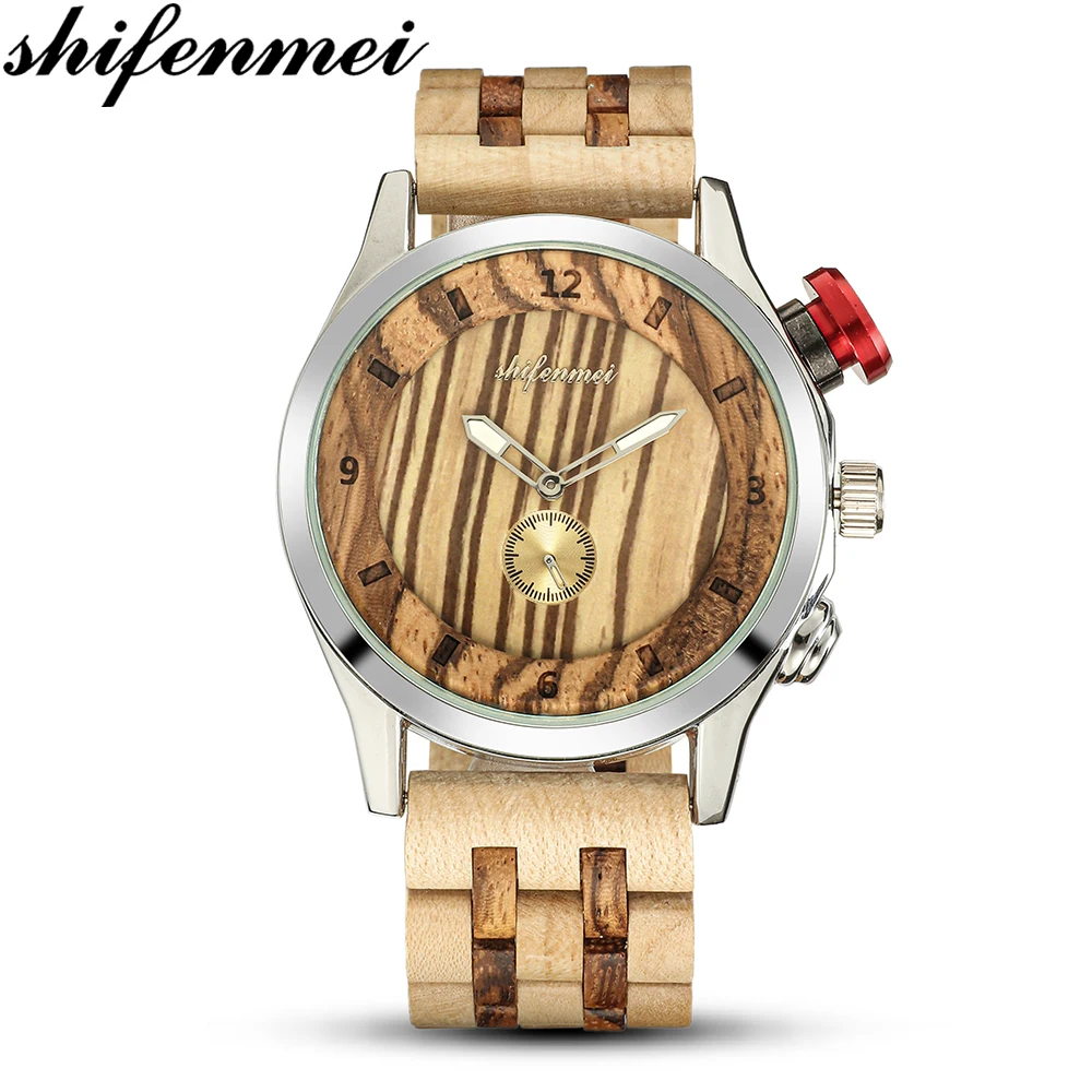 Shifenmei S5578 часы мужские водонепроницаемые наручные часы японские Мужские t часы простой деревянный ремешок наручные часы relogio masculino