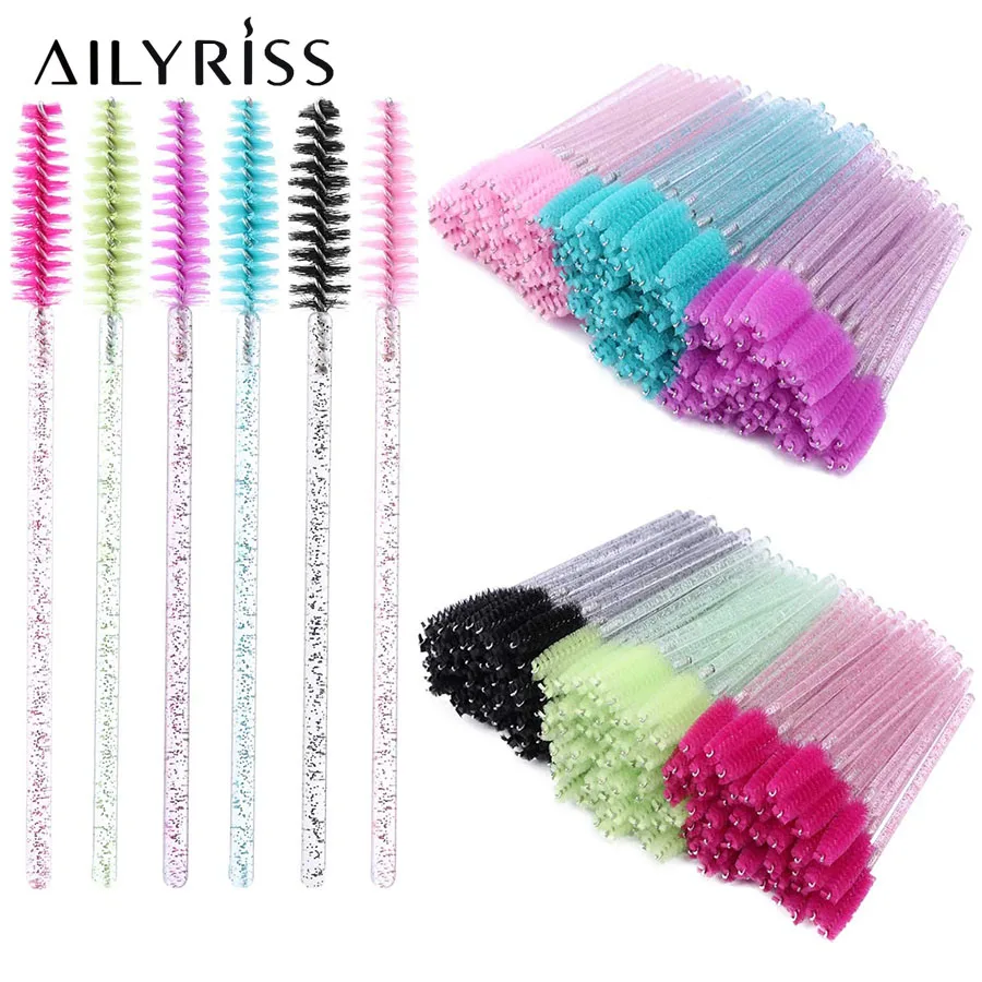 

50 PcsEyelash Extension Disposable Crystal Eyebrow Brush Mascara Wands Applicator Lash Cosmetic Brushes Beauty Makeup Supplies