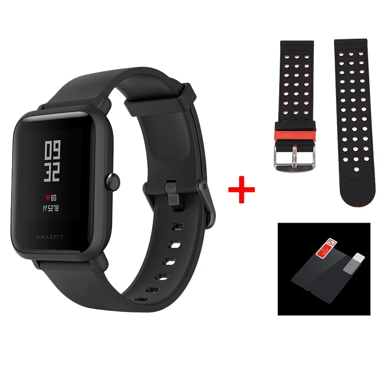black and black Английская версия Amazfit Bip Lite умные часы Huami Amazfit Bip LITE Мужские часы 45 дней Срок службы батареи 3ATM водонепроницаемые часы - Цвет: black and black