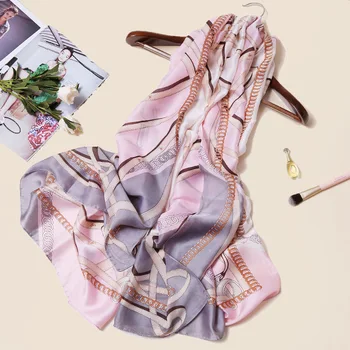 

KMS Gift silk scarf Female printed new silk satin silk Silk wild sun long scarf beach shawl 90*180CM