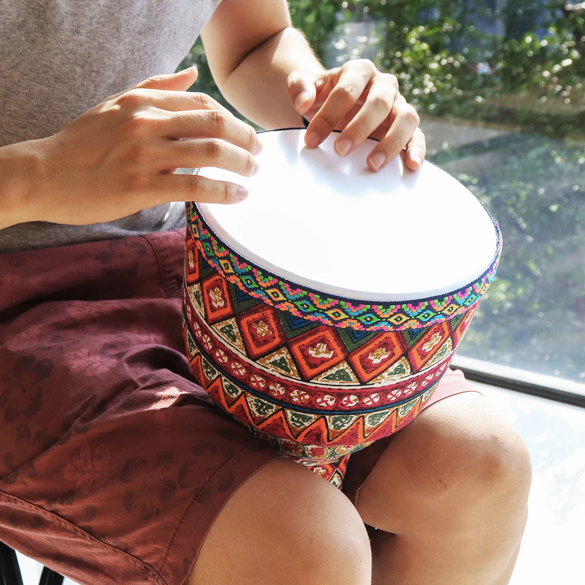 8 дюймов Африканский Djembe барабан красочные ткани искусство ABS баррель ПВХ кожи детей ручной барабан 2 цвета на выбор