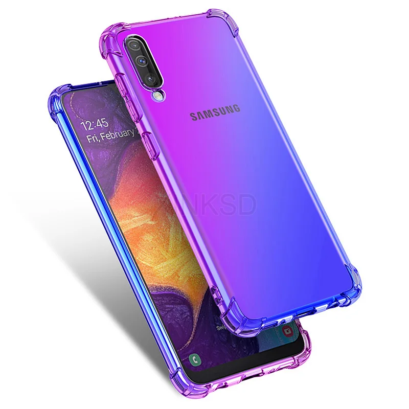 Противоударный силиконовый чехол для samsung Galaxy A51 A90 A30 A50s A80 A60 M40 A70 A70s A40 A30 A20 A10 A9 A7 чехол Чехол градиент