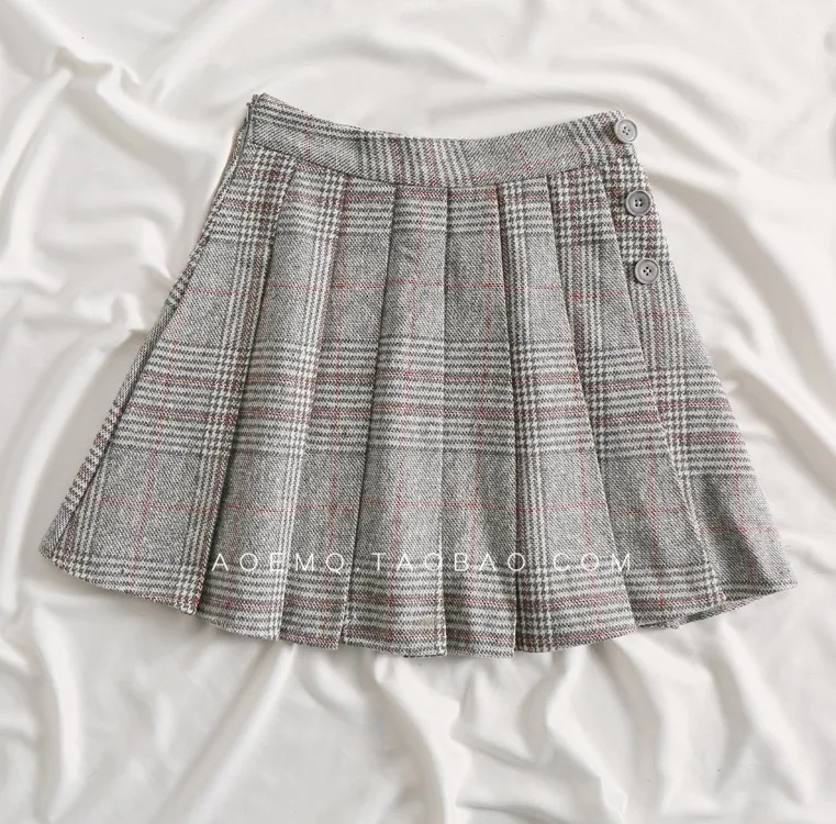 

A Generation of England College Style Texture Decorative A- line Skirt Pleated Skirt Women's Entity