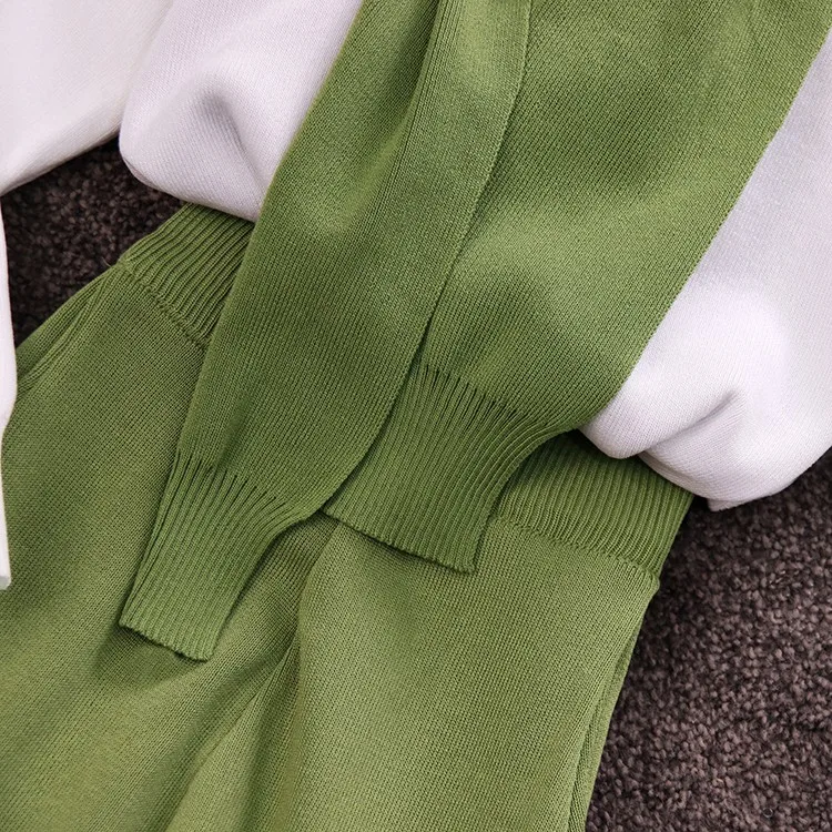 Amolapha, женские вязаные свитера в стиле пэчворк+ широкие штаны, комплекты из двух предметов, вязаные брюки, комплект для женщин