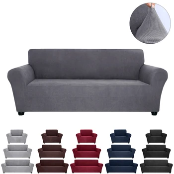 

Sofa Cover Towel Fleece Furniture Slipcover Stretch Cover Elastic Solid Spandex Slipcover Protector Furniture Cover Sofa Mat D40
