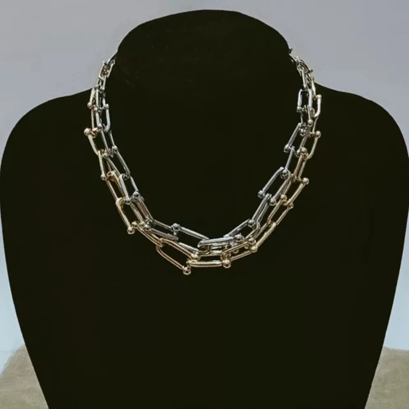 Женская цепочка U образной формы с градиентом ожерелье из серебра 925 пробы