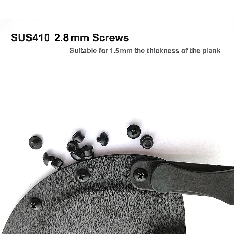 2.8mm x 6mm Chicago Screws Black for 1.5mm (0.06") thickness kydex Thermoplastic plank