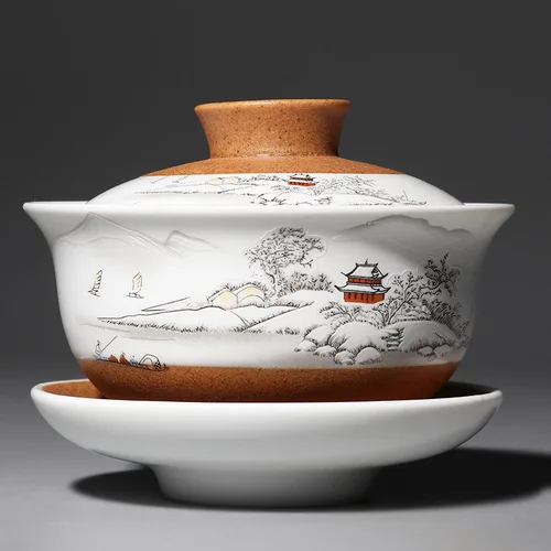 Чайная чаша 160 мл, керамический гайвань, винтажная керамическая чашка, чайная супница, контейнер для чайной посуды, чаши для чаши, посуда для напитков, украшение в качестве подарка - Цвет: C Style