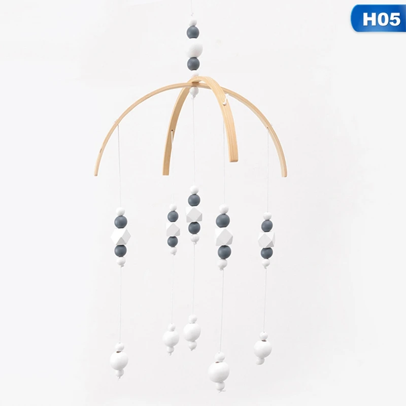 H05 Детские игрушки деревянные бусины кроватка игрушка кровать Висячие Новорожденные колокольчики скандинавские украшения детской комнаты реквизит для фотосессии - Цвет: H05