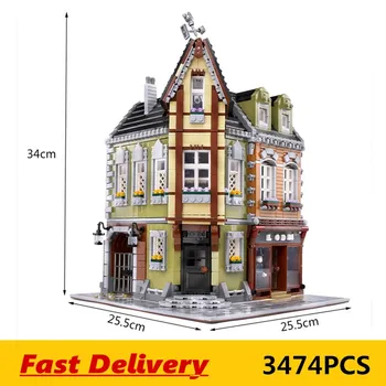 

3474PCS MOC City Streetview Building The brickstive victor's lab Corner shop Model Building Blocks Bricks Kids DIY Toys Gifts
