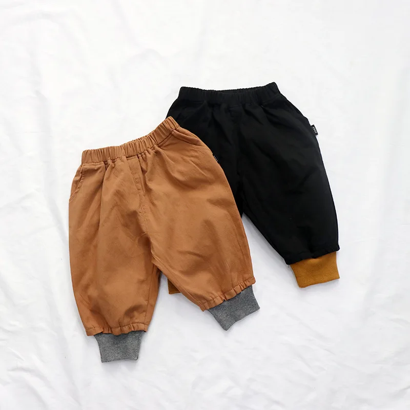 Autumn And Winter New Style Children Casual Crawler Korean-style Childrenswear Girls Double Layer Wrinkled Trousers BOY'S M