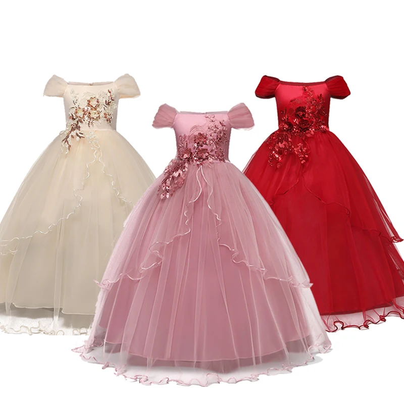 Wedding Evening Kid Dresses for Girls First Communion Princess Dress Lace Flower Long Prom Gown Vestido Infantil Size 6-14 Years | Детская