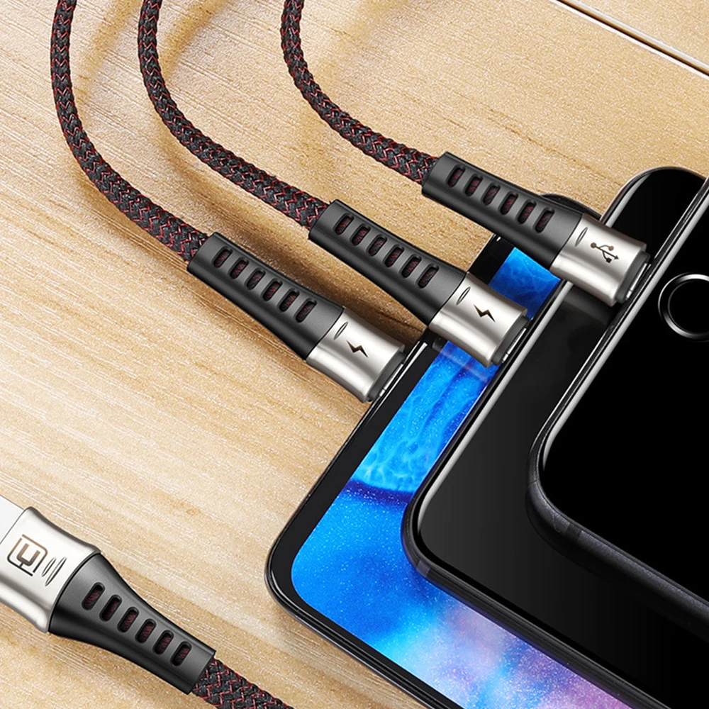 FDBRO 3 в 1 USB кабель для huawei Xiaomi samsung цинковый сплав 3A Max кабель для iPhone Micro type C usb кабель для зарядки