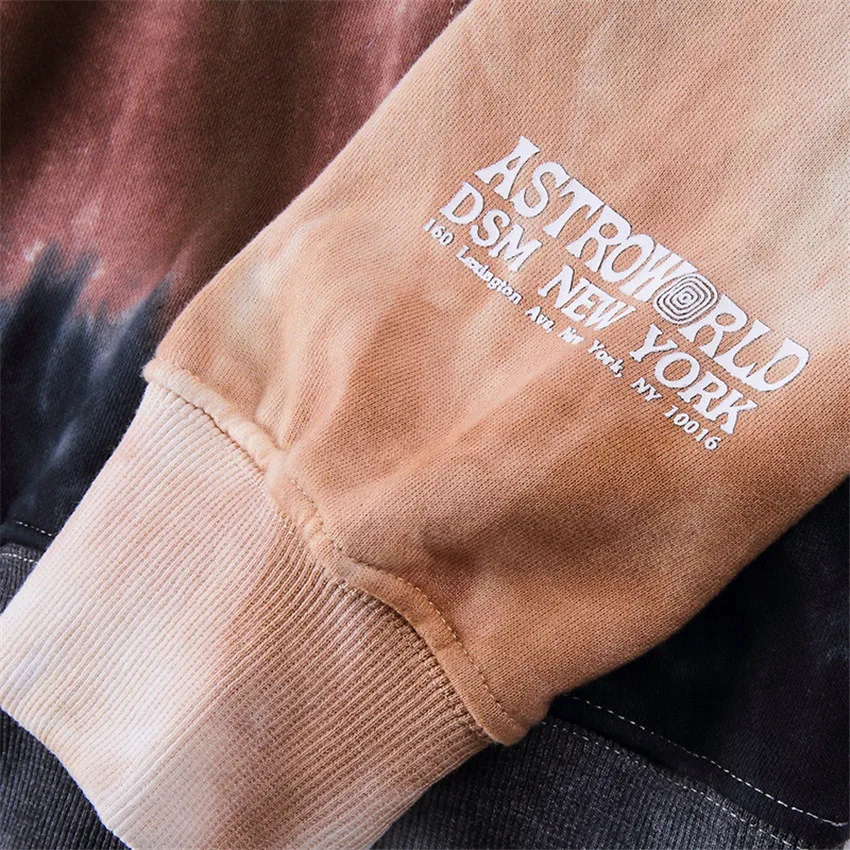 ASTROWORLD толстовки мужские/женский трикотажный хлопчатобумажный пуловер хип-хоп с капюшоном Tie-dye ASTROWORLD толстовки бренд мужские толстовки