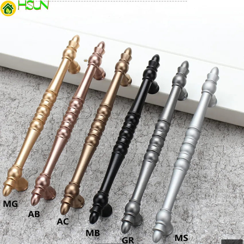 

2 pcs Modern Simple Aluminum Alloy Gray Black Gold Kitchen Cabinet Cupboard Handle 5" Retro Style Dresser Drawer Pull