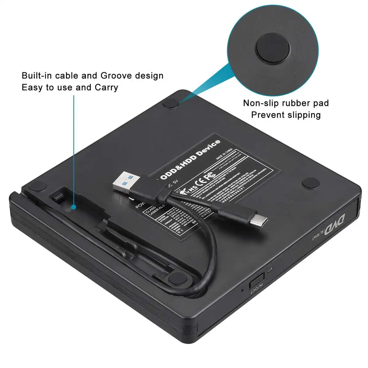 Внешний DVD привод Оптический привод USB 3,0 type-C высокоскоростной CD rom плеер CD-RW записывающее устройство для ноутбука