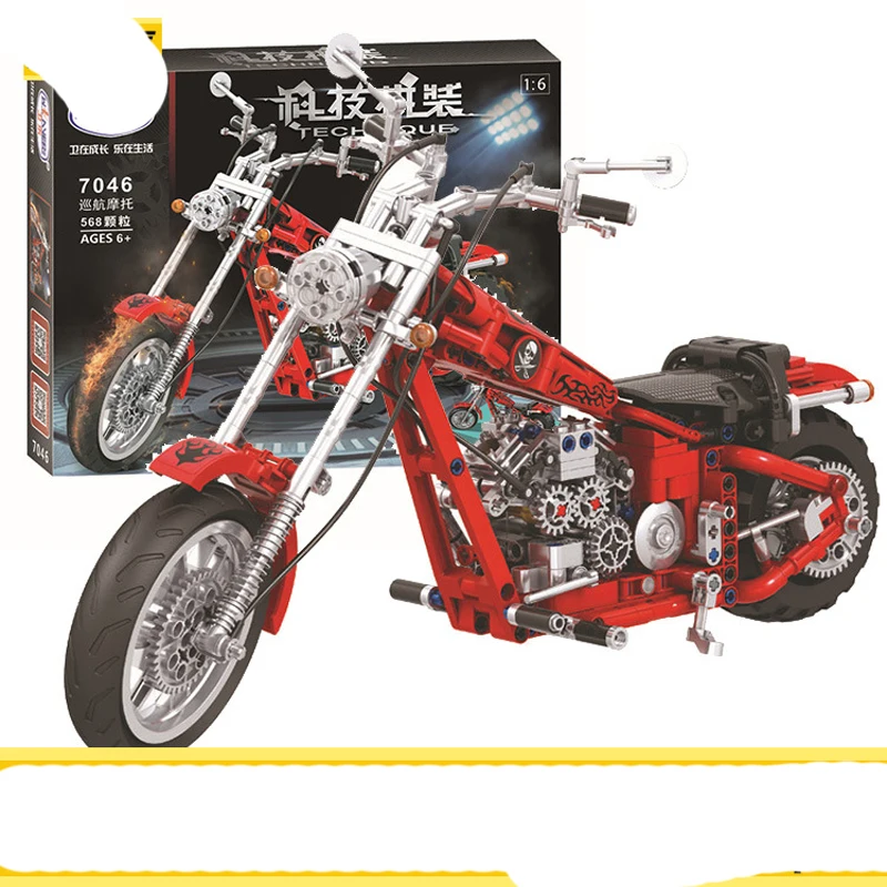 

Winner Technic Series Building Block Bricks 568pcs Cruise Motorcycle Classic Motorbike Model Sets Christmas Gift Toy for Kid