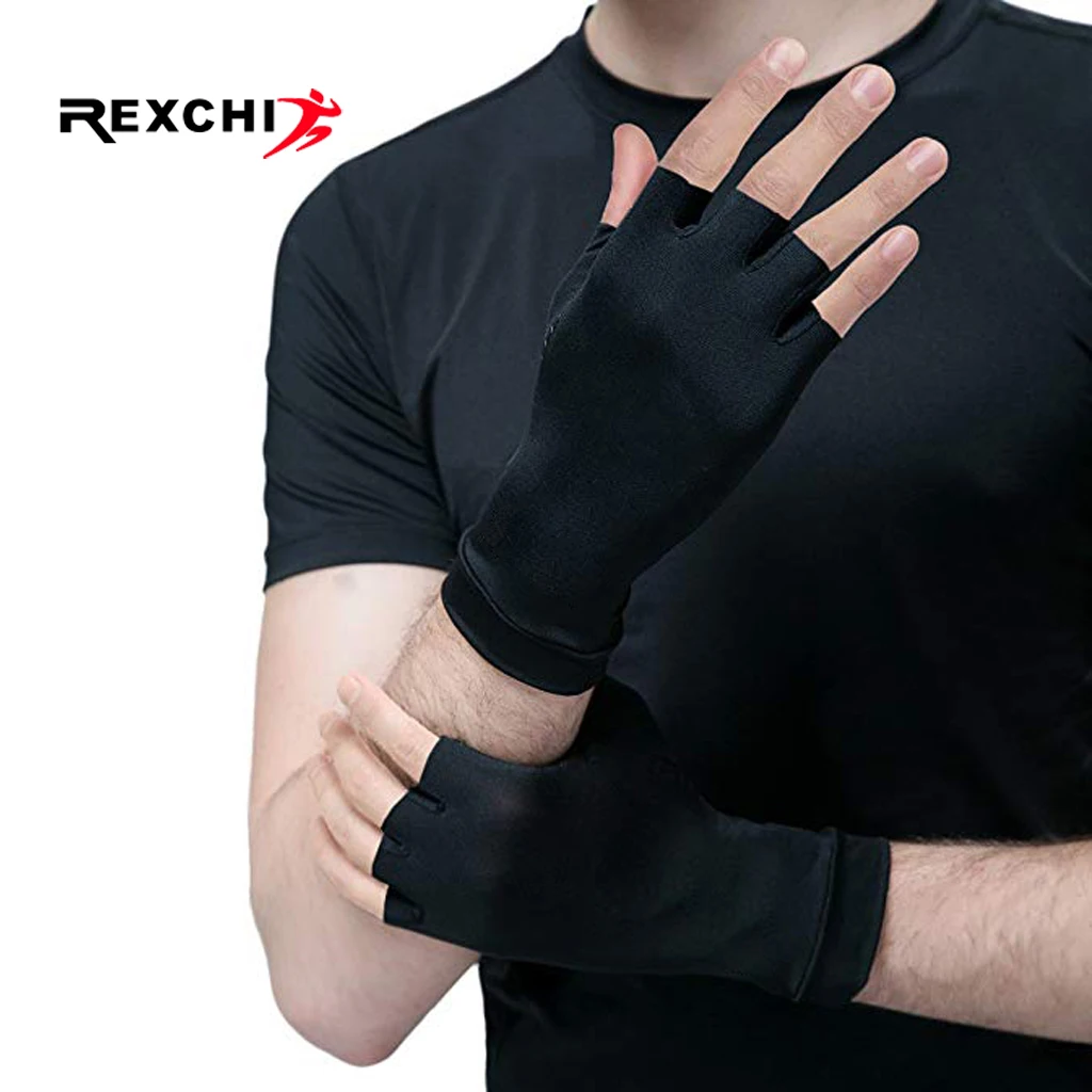 REXCHI 1 пара компрессионные перчатки при артрите для женщин и мужчин совместное Обезболивание половина Скоба для пальцев лечебный наручный поддержка противоскользящие