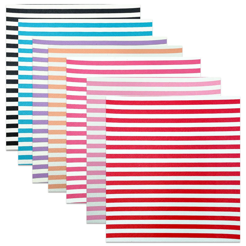 Vibrant Multicolour Stripe Faux Leather Fabric for Handmade Accessories and Decor